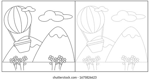 Libro y práctica de trazas de Balón y Mountain View para niños
