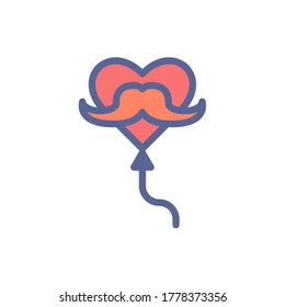 balloon moustache icon vector illustration filled outline style. father's day icon set.