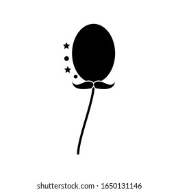 Balloon with mustache solid icon. Party balloon vector illustration. Happy Fathers day glyph style design, designed for web and app