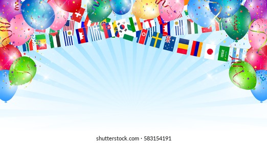 Balloon national flag Ribbon background
