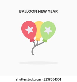 Balloon New Year icon flat. Vector illustration on white background. Can used for web, app, digital product, presentation, UI and many more.