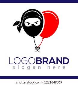 balloon ninja logo template. balloon ninja logotype