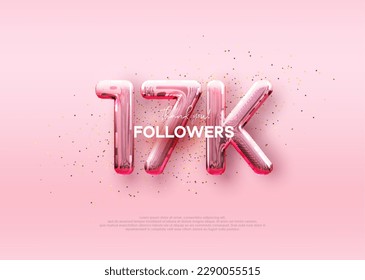 Balloon number 17k followers. luxury pink design for celebration.