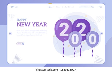 Balloon with number 2020 for new year's theme on the landing page