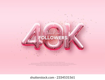 Balloon number 40k followers. luxury pink design for celebration.