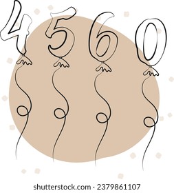 Balloon numbers 4 5 6 0 with string
