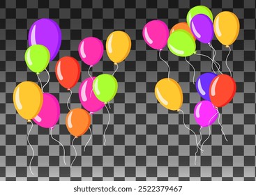 globo sobre globos de fondo, Ilustración vectorial. Confeti y Plantilla de fondo de celebración 