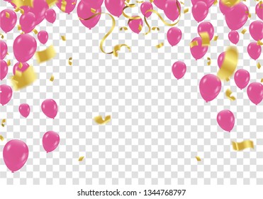 Balloon on a  background. Festive rubber ball filled with helium streamers and balloons,  celebrate background