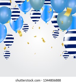 Balloon on a  background. Festive rubber ball filled with helium streamers and balloons,  celebrate background