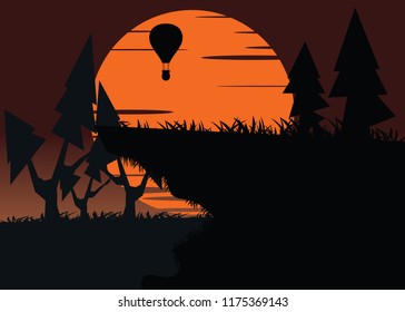 balloon on a cliff vector illustration 