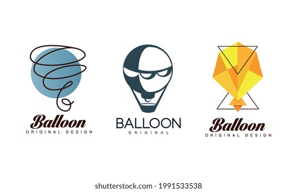 Balloon Original Logo Design Set, Modern Abstract Identity Brand Company Badges Vector Illustration