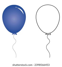 Balloon Outline with Color Clipart Coloring image