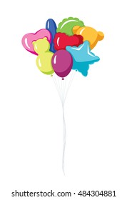 Balloon party: colorful bunch of balloons of various shapes