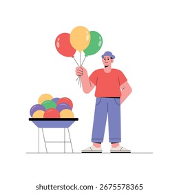 Balloon Party Flat Vector Illustration