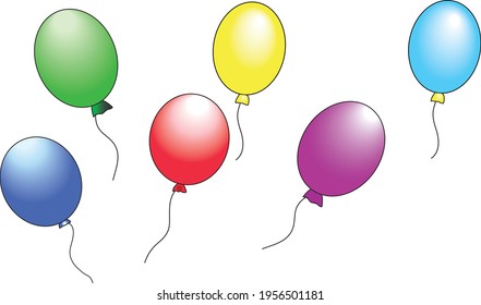 Balloon Party Icon Celebration Isolated Vector Festival Decoration Happy Birthday