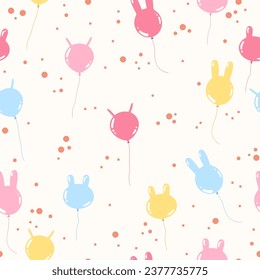 Balloon party vector flat seamless pattern. Cute tender composition for baby shower, greeting card, invitation and banner scrapbook easter