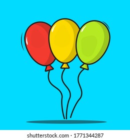 Balloon Party Vector Icon Illustration. Party Element Flat Cartoon Style, suitable for sticker and book cover. Simple design, simple color. Minimalist design cartoon.
