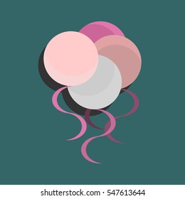  Balloon pastel,objects flat.Single icon