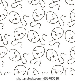 Balloon pattern. Seamless for a holiday or birthday, wending. Kawaii. Doodling. Vector illustration