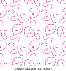 Balloon pattern. Seamless for a holiday or birthday, wending. Kawaii. Doodling. Vector illustration