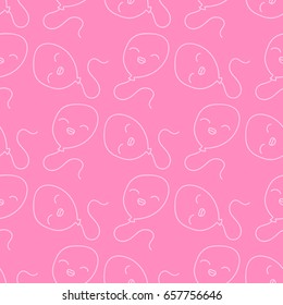 Balloon pattern. Seamless for a holiday or birthday, wending. Kawaii. Doodling. Vector illustration