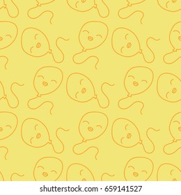 Balloon pattern. Seamless for a holiday or birthday, wending. Kawaii. Doodling. Vector illustration