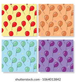 Balloon pattern seamless set. Vector eps10. Use for packaging, fabric, paper, background and other design.