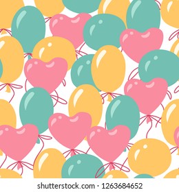 Balloon pattern, seamless texture with colorful illustrations of balloons. Vector background.