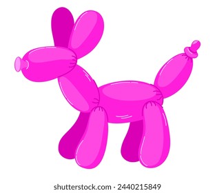 Balloon pet. Cartoon helium dog characters, colorful bubble animals. Toys for kids festival, birthday party. Entertainment equipment, butterfly, flower, pets. Vector hand draw illustration 