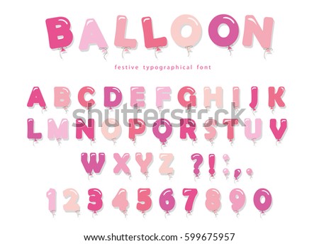 balloon pink font cute abc letters のベクター画像素材 ロイヤリティ