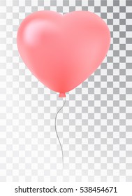 Balloon as a pink heart. Symbol of love. Gift. valentine's day. Vector realistic 3d object. Isolated object on a transparent background.