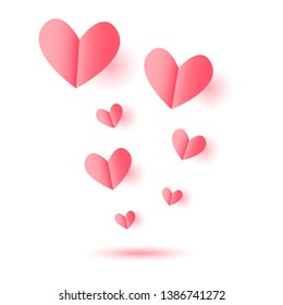 balloon pink hearts background. Vector symbols of love