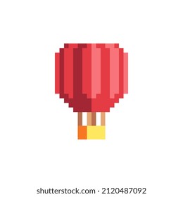 Balloon pixel art icon, isolated vector illustration. 8-bit sprite. Design for stickers, logo and mobile app.