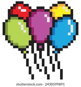Balloon pixel art vector illustration