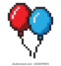 Balloon pixel art vector illustration
