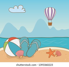 balloon plastic and vacations items on the beach