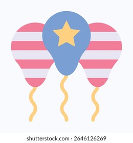 Balloon Print With USA Flag Vector Icon, Vector Style Flat Icon. 