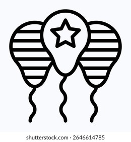 Balloon Print With USA Flag Vector Icon, Vector Style Lineal Icon. 