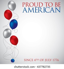 Balloon proud to be American card in vector format.