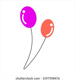 Balloon purple and pink doodle, icon vector illustration eps 10