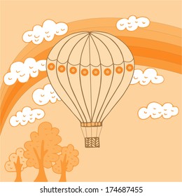 Balloon with rainbow in sepia