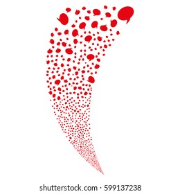 Balloon random fireworks stream. Vector illustration style is flat red iconic symbols on a white background. Object fountain constructed from scattered symbols.