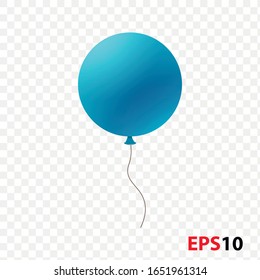 Balloon  realistic blue isolated on a 
transparent background.Design element for celebration,kids design,surprise.Helium balloon..Flying balloon for party