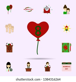 Balloon, red color icon. Universal set of 8 march for website design and development, app development