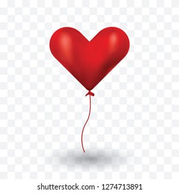 Balloon red heart set. Symbol of love. Gift. Valentine s day . Vector