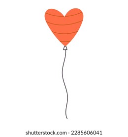 Balloon Red heart. Vector Flat illustration