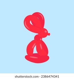 A balloon red mouse with big ears. Cartoon animal character. Vector illustration