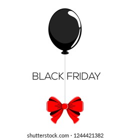 Balloon with a ribbon and black friday text. Vector illustration design