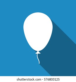 Balloon with ribbon flat icon with long shadow. Vector Illustration