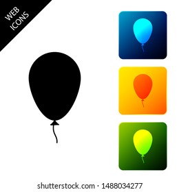 Balloon with ribbon icon isolated on white background. Set icons colorful square buttons. Vector Illustration